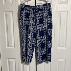 Sonoma blue & white linen blend casual pants size PXXL